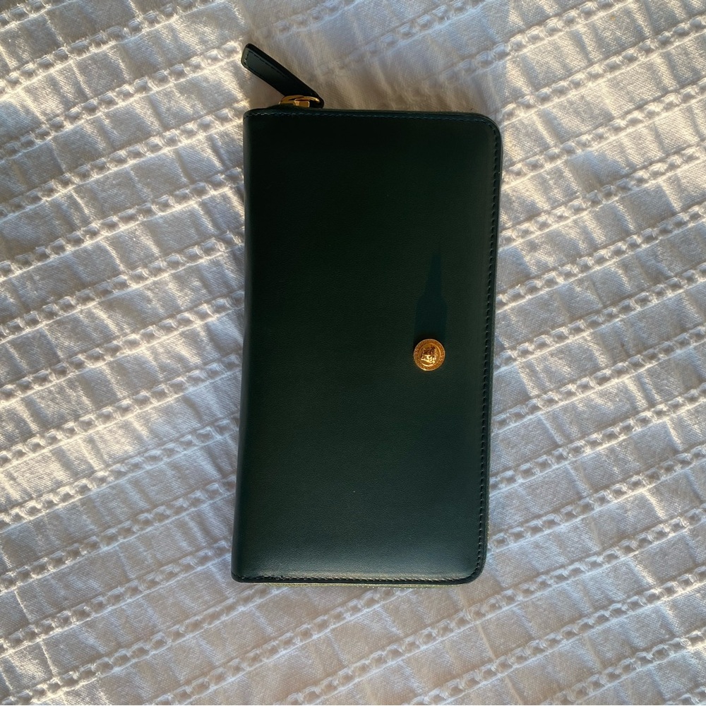 Dark Green Wallet with Gold Accent